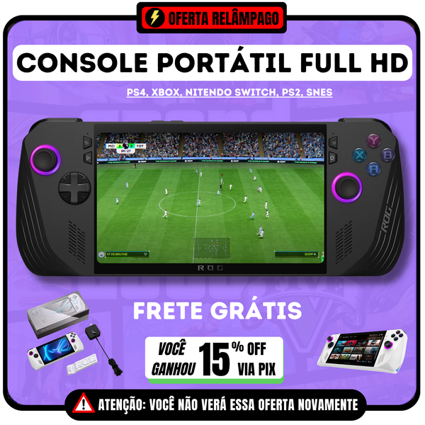 CONSOLE PORTÁTIL FULL HD - PS5, XBOX, NITENDO SWITCH, PS2, SNES, E MUITO MAIS! 🎁🔥