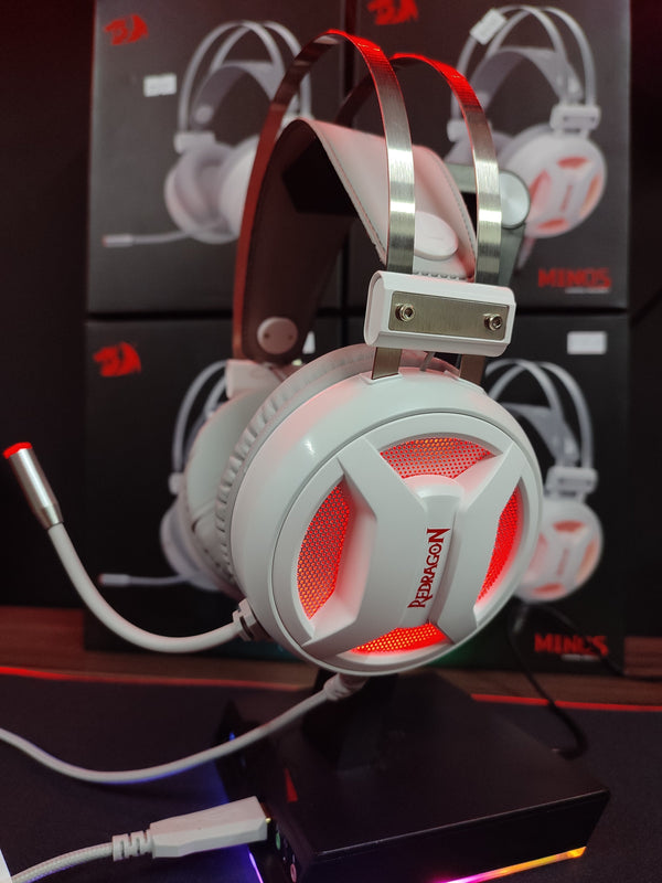 Headset Gamer Redragon Minos Lunar White, USB, Driver 50mm, Plug And Play, Branco - H210W