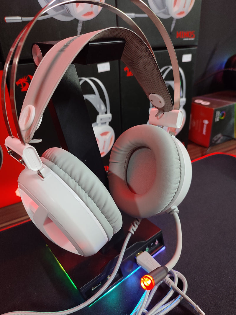 Headset Gamer Redragon Minos Lunar White, USB, Driver 50mm, Plug And Play, Branco - H210W