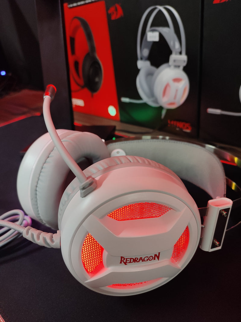 Headset Gamer Redragon Minos Lunar White, USB, Driver 50mm, Plug And Play, Branco - H210W