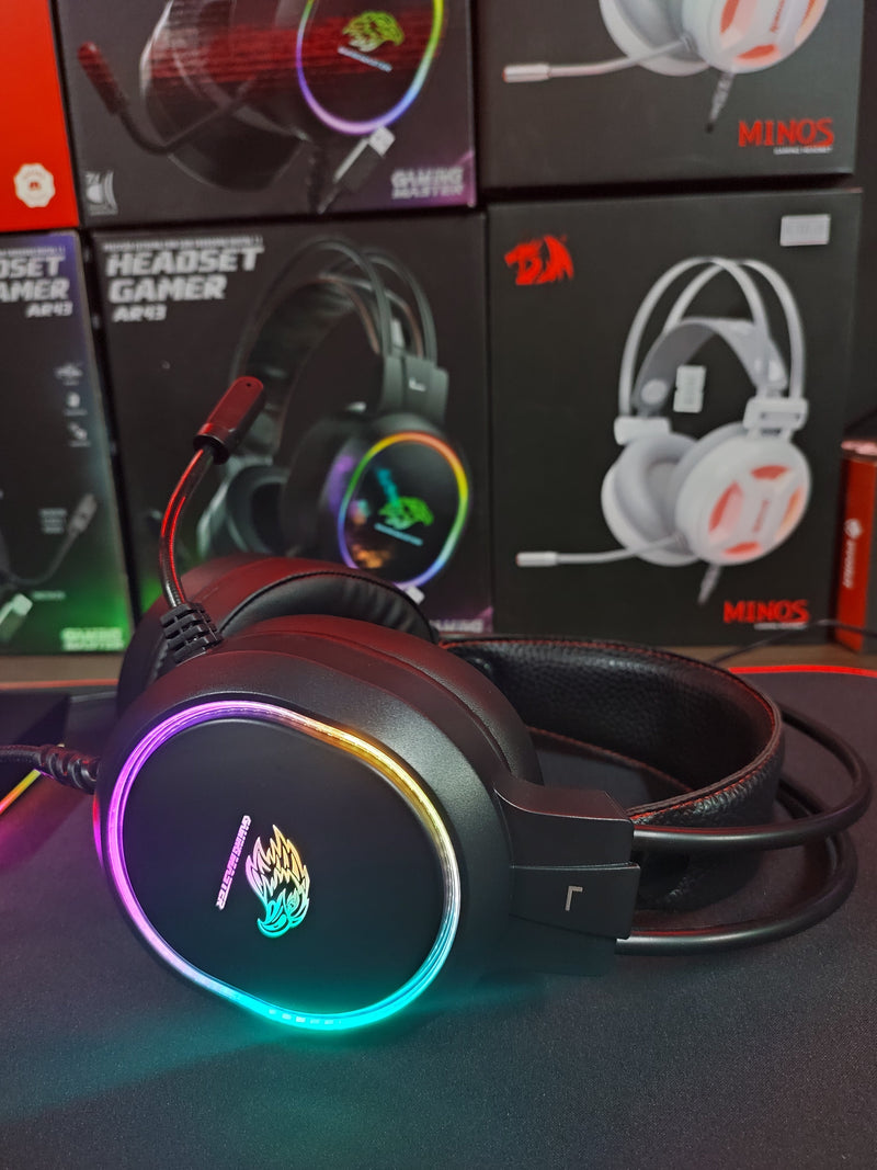 HEADSET GAMER K-MEX AR43 DIGITAL 7.1 LED RGB CONEXÃO USB