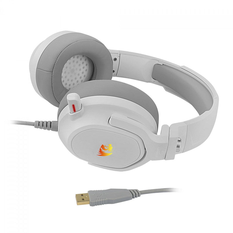 Headset Gamer Redragon Nireus, RGB, USB, 7.1 Surround, Drivers De 50mm, White, H399W-RGB